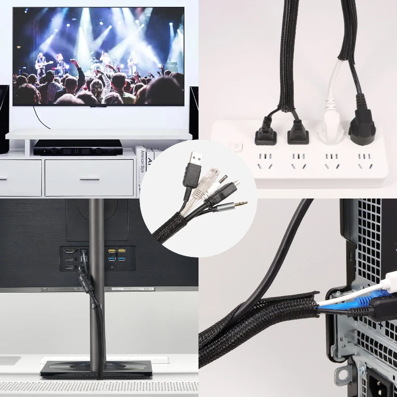 Cord Protector Wire Loom Tubing Cable Sleeve Split Sleeving for USB Cable Power Cord Audio Video Cable TV Computer Home Auto