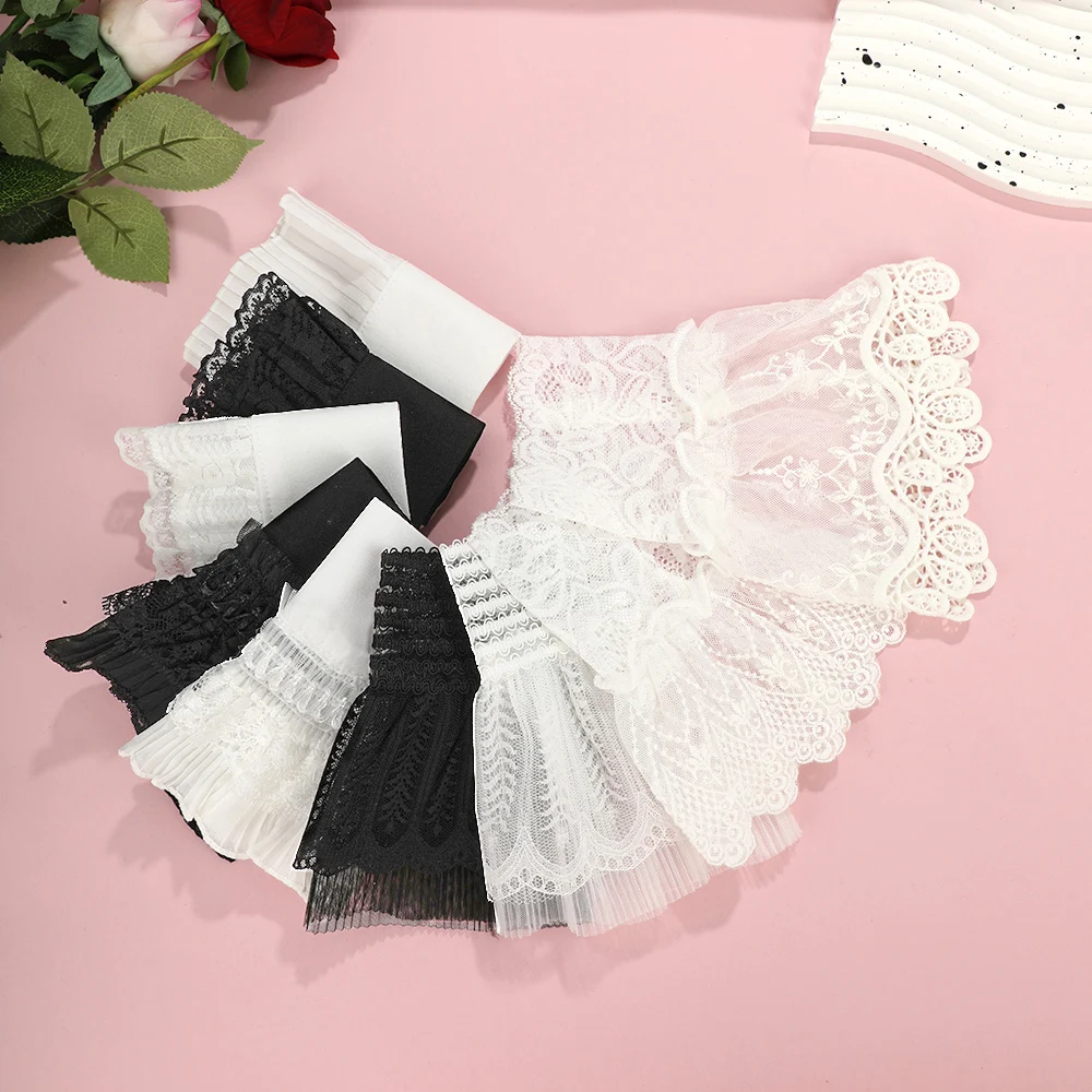 Detachable Wrist Cuffs DIY Detachable Cuffs Cuff Extension Embroidery Lace Daisy Fake Sleeves Elastic Wild Wrist Pleated Organ Lolita Fake Sleeves