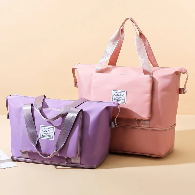 

Foldable Travel Bags Oxford Cloth Waterproof Large Capacity Extensible Travel Handbag Unisex Oxford Gym Tote Dry-wet Separation