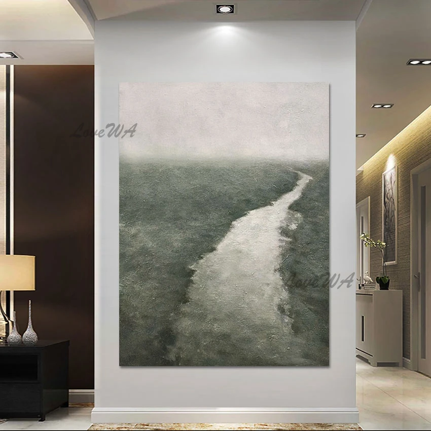 

Latest Arrival Handmade Canvas Frameless Beautiful Scenery Wall Painting Abstract Art Stream River Hand Drawing Natural Pictures