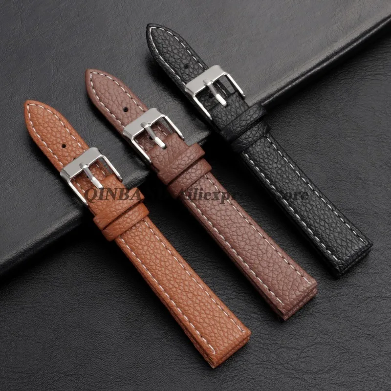 Slim Vintage Cowhide Leather Watch Strap - Ultra-Thin Waterproof Band