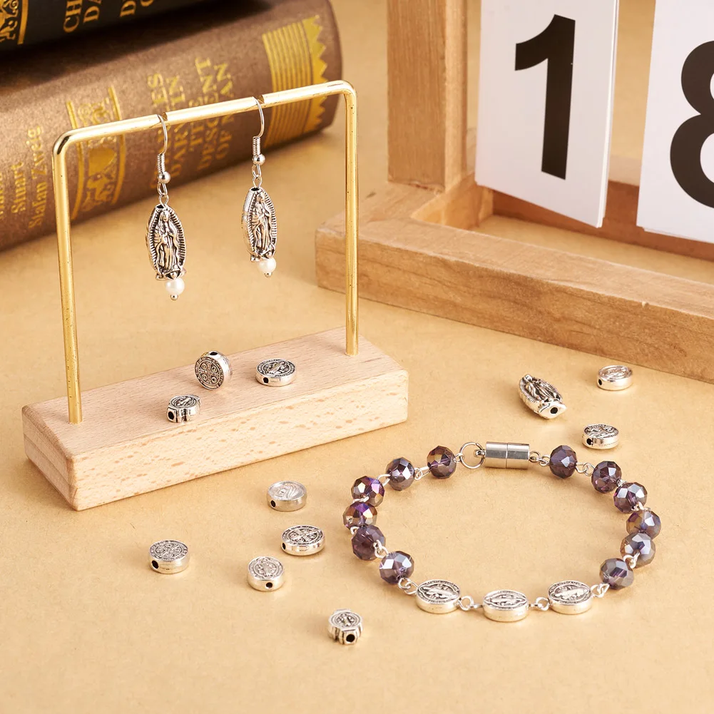 130Pcs Antique Silver Color Zinc Alloy Virgin Mary Religion Charms Beads For DIY Bracelet Necklace Jewelry Making Accessories