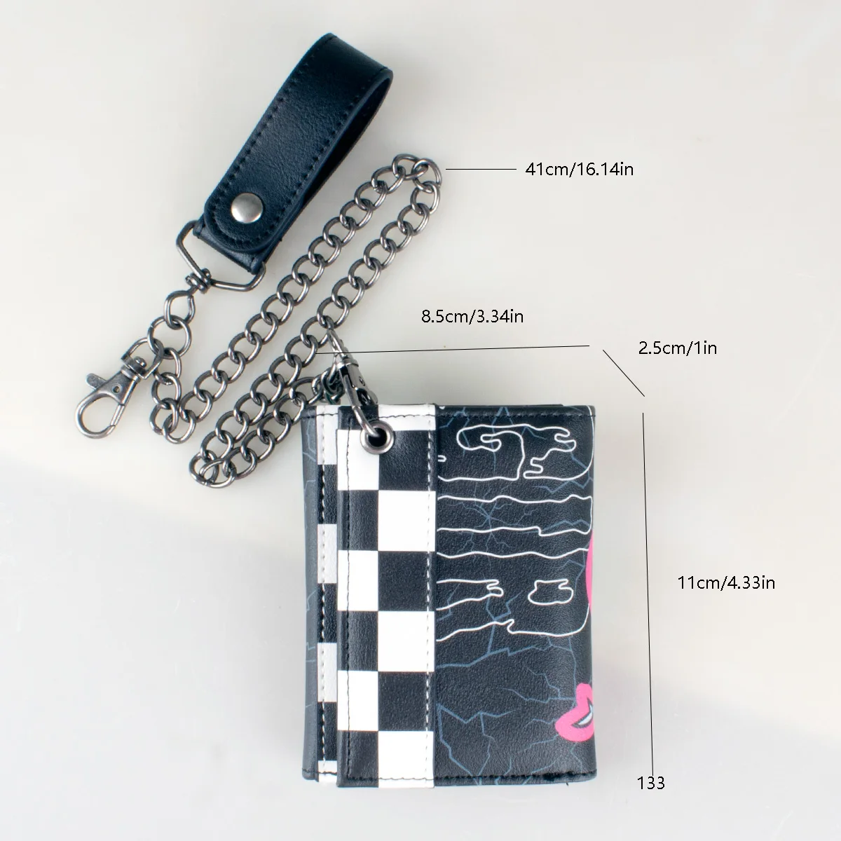 High-Quality Printed Triple-Fold Chain Wallet Fashionable Personalized Card Holder with ID Window