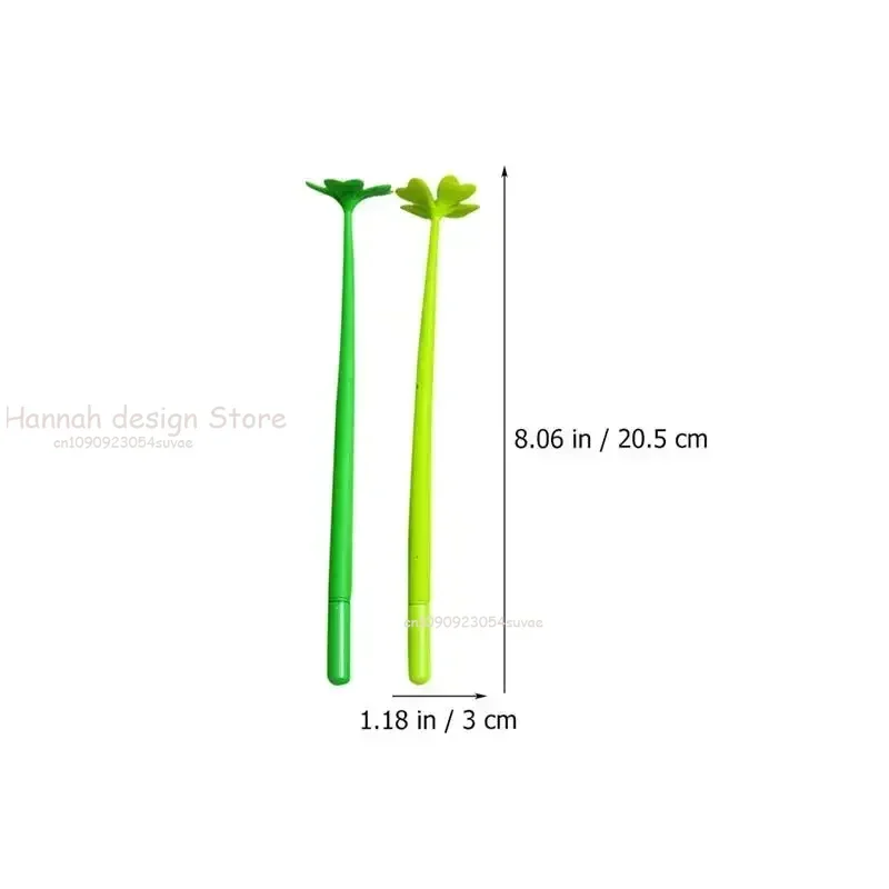 Creative Cute Gel Ink Pen Stationery Clover of Four Leaves Flower Artificial Flower Student Stationery Office Supplies