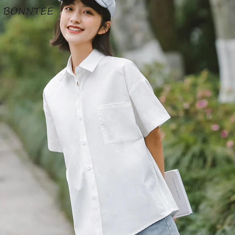 Shirts Women Japanese Style Inside Basic Baggy Streetwear Schoolgirl Ulzzang Casual Femme Hipster Summer Ins Blusas| - AliExpress