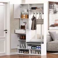 Anajqaqia Ensemble de garde-robe, Ensembles de chambre à coucher, Porte-manteau, Armoire de salon, avec coussin et espace de rangement, armoire multifonctionnelle 4