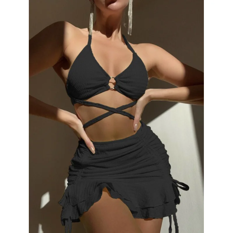 Processing Customization Swimsuit New Lady Sexy Three-Piece Set Beach Swimsuitbikini