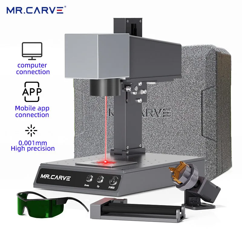 MR.CARVE M1 Pro Fiber Laser Marking Machine,All Metal Laser Engraver  Machine with(70mm*70mm), 2 in 1 Industrial Grade & Craft Grade Suitable for