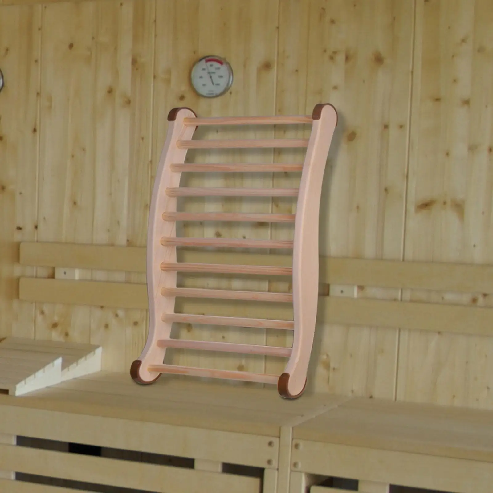 Sauna Backrest Fully Assembled Ergonomic Non Slip Comfortable Sauna Chair with Back Support Curved Cushion for Sauna Barrel