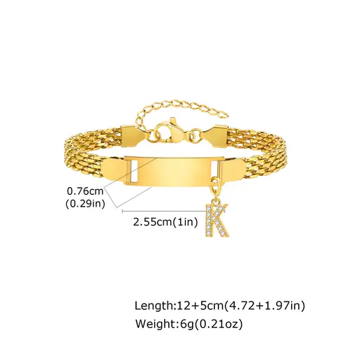 Vnox Free Engraved 26 Letters Bracelets For Mom Baby, Stainless Steel Strap Chain With Curved Nameplate Wristband Birthday Gifts - Image 7