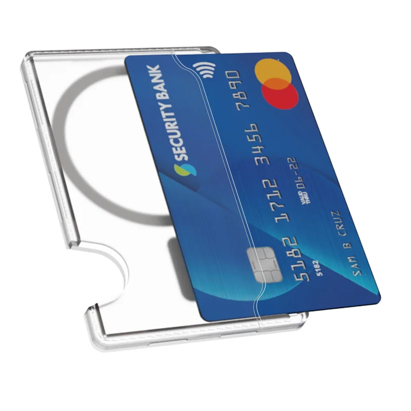 Transparent Magnetic Phone Case with Adhesive Card Holder and Strong Magnetic Card Sleeve