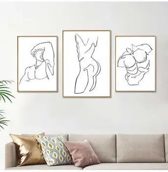 Abstract Nude Men Body Canvas Poster Linea maschile Disegno Stampa Pittura Minimalista Immagini di arte della parete per la decorazione domestica della camera da letto