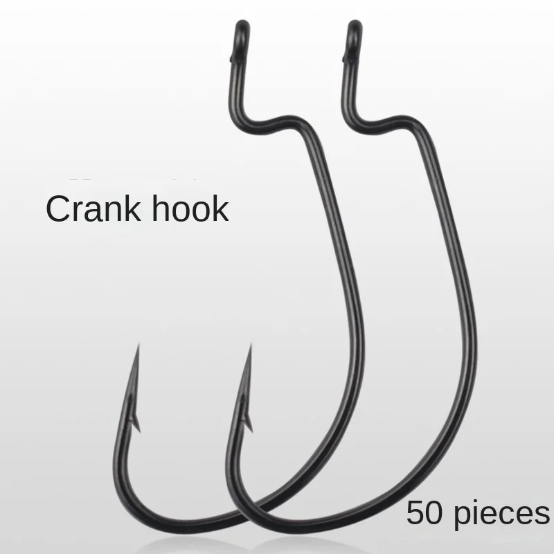 

Supercontinent Offset with big rings Carbon Steel Crank Hooks Hooks tackle Worm Hooks With big eyes Ring 50pcs