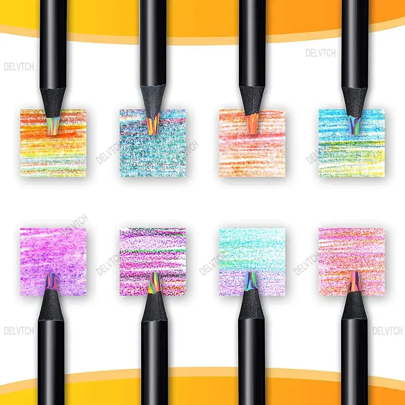 Ensemble de crayons de couleur arc-en-ciel en bois noir multicolore, noyau  de plomb, art, graffiti, marquage, dessin, croquis, papeterie, 5.0mm, 8  pièces, 12 pièces - AliExpress