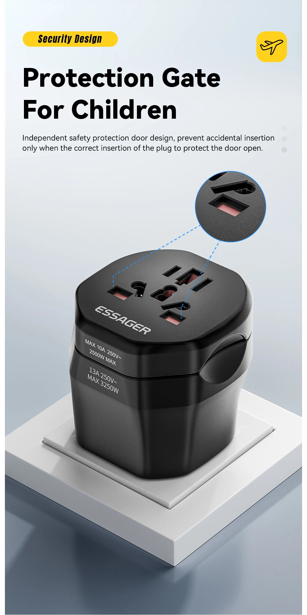 Travel Power Adapter UK US Male To EU UK US AU Female Plug Global Universal Conv