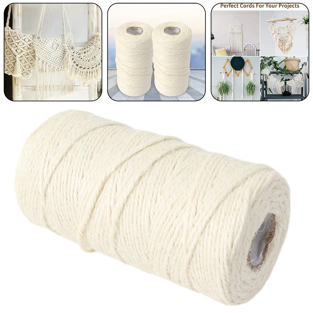 1 Roll 1/2/3mm Natural White Hemp Rope Frame Rope Natural Cotton Wall Hanging DIY Craft Decorative Versatile White Hemp Ropes