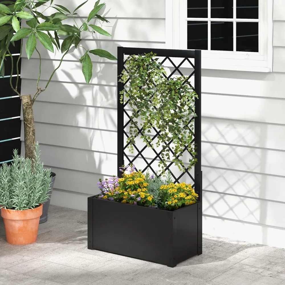 Raised Garden Bed with Trellis, 44" Vertical Planter 2