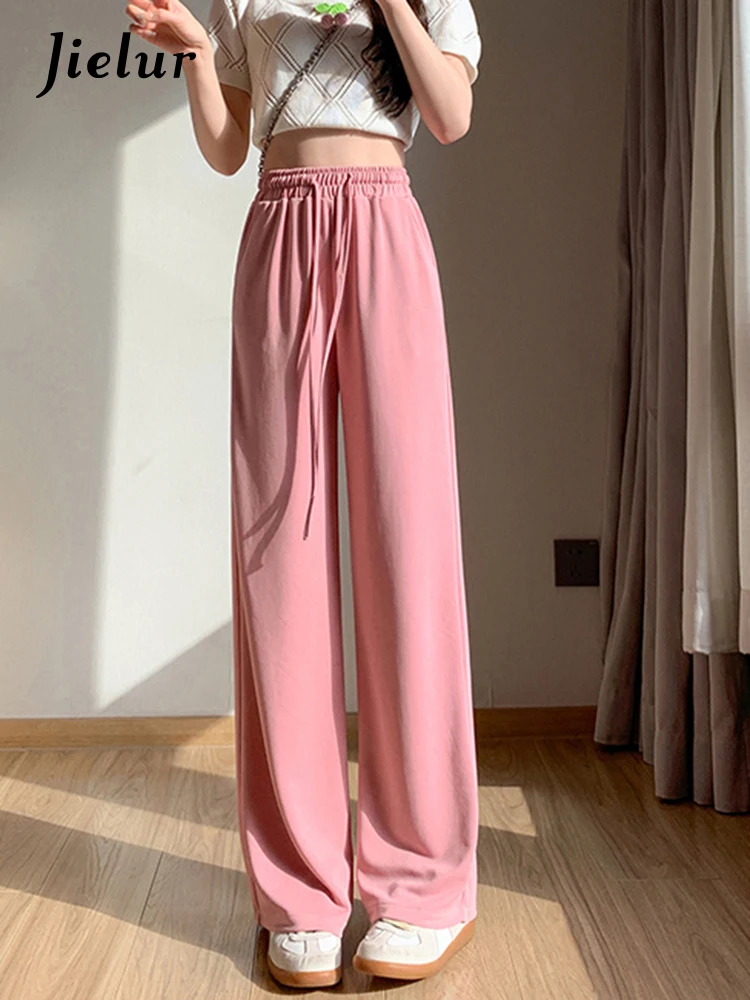 Summer Pink Pants For Women 2023 Casual Mop Pant Elegant Loose Office Lady  High Waist Long Trousers Fashion Wide Leg Suit Pants - AliExpress