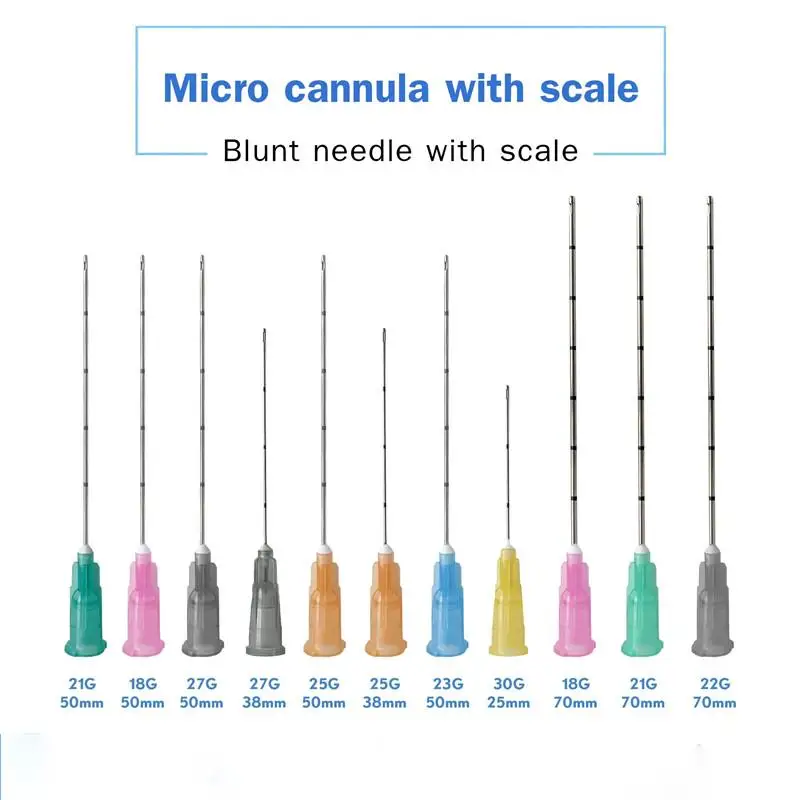 50pcs High Quality Blunt-tip Cannula Korea Manufacturer Supply 22G 50mm 25G 70mm Disposable Blunt Needle for filler