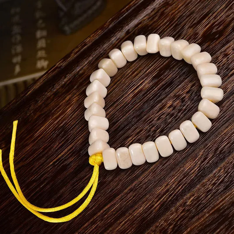 

Natural Camel Bone Single-Wrap Pure Beaded Bracelet Triangle with Shape Beads Men and Women Crafts Retro Simple All-Mat