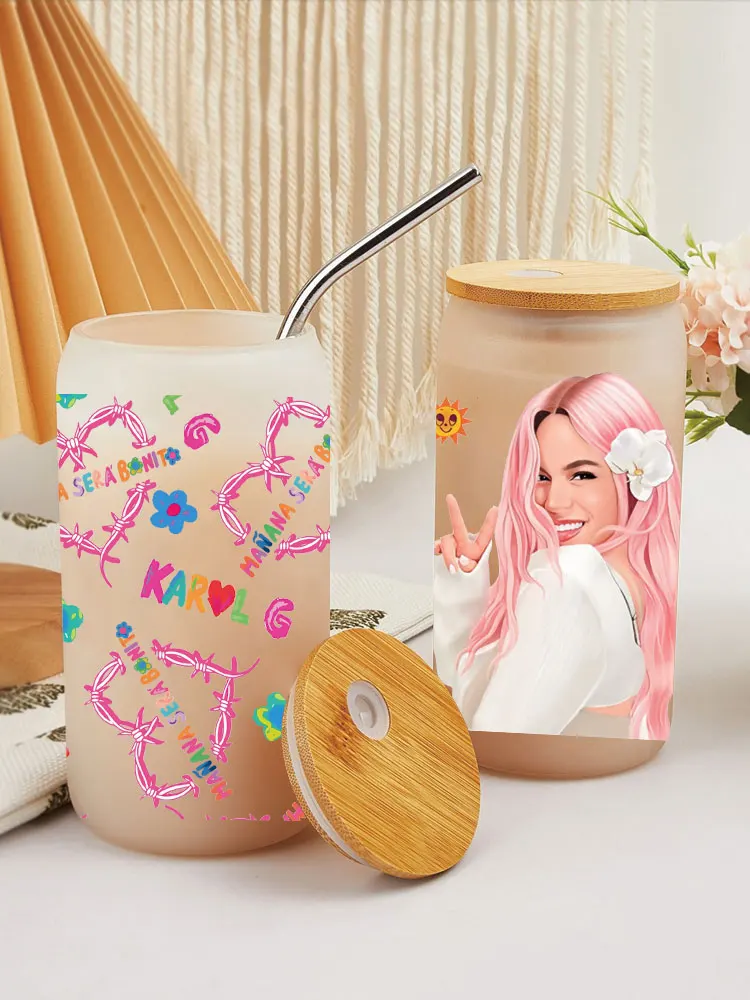 UV DTF Karol g Transfer Happy Juice Printed Sticker for 16oz Libbey Glasses Wraps Bottles Cup D977