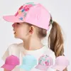 Hot High Ponytail Kids Hat Baseball Cap For Girls Boys Travel Sun Hat Adjustable Children Peaked Caps Hollow Back Ponytail Caps 2