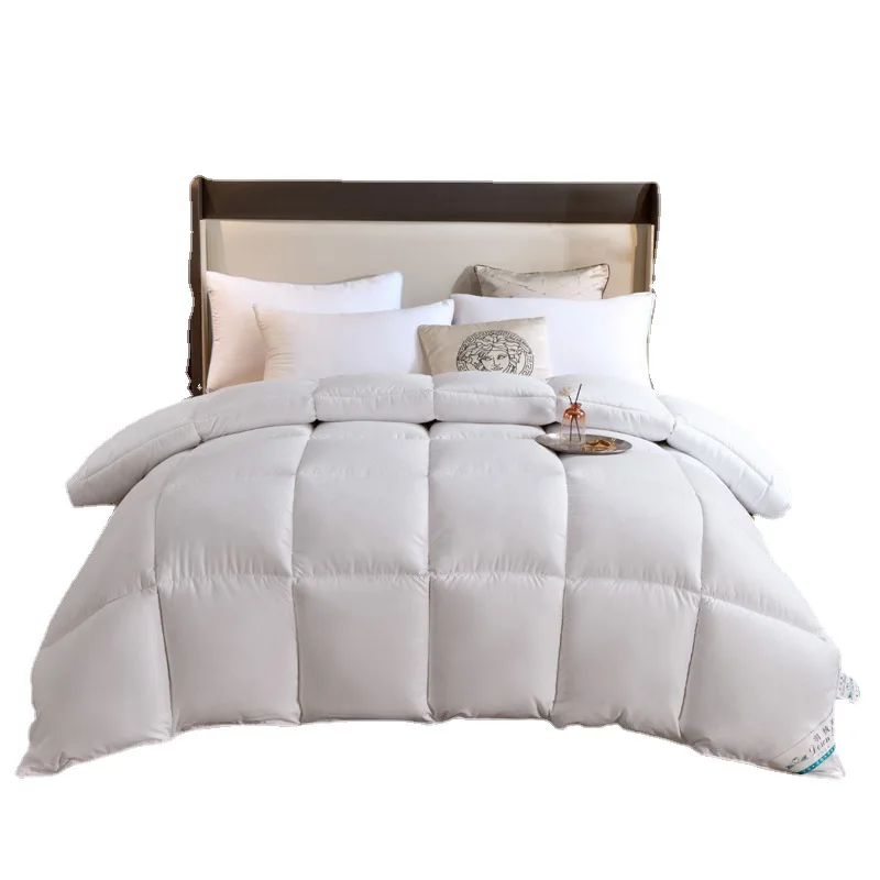 Down Duvet Winter Blanket Cotton Quilt 100% Goose Down Quilted Cotton Cover Comfortable Warm Solid Color