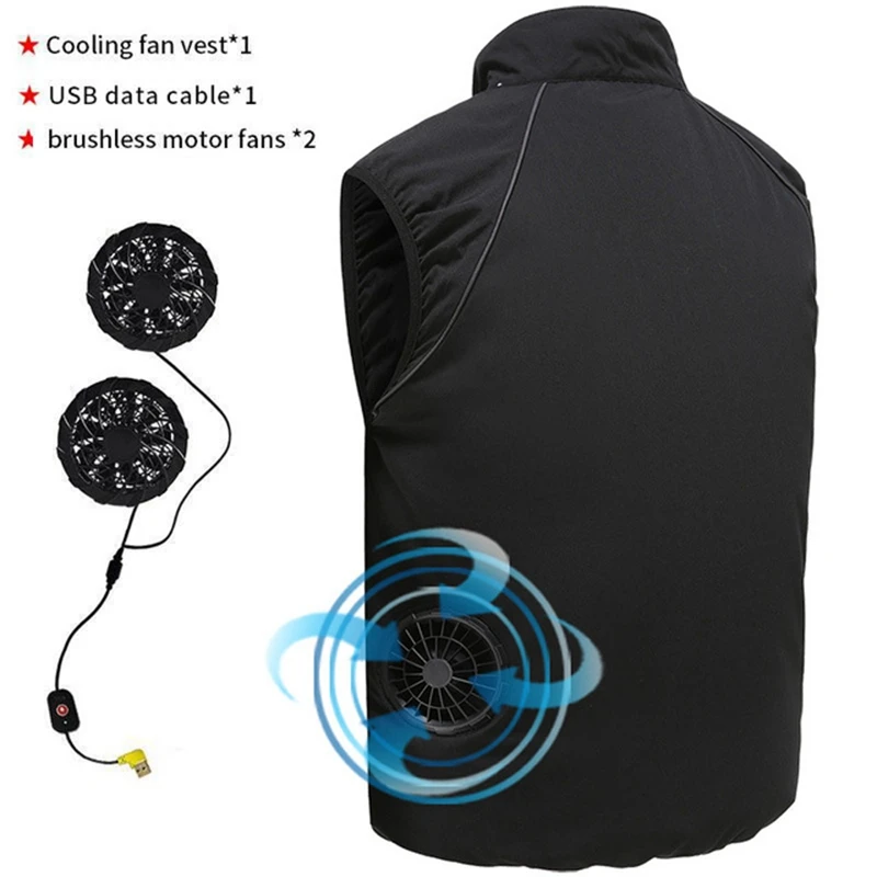 Veste rafraîchissante homme été avec ventilateur et charge USB pour sport et plein air - Taille plus