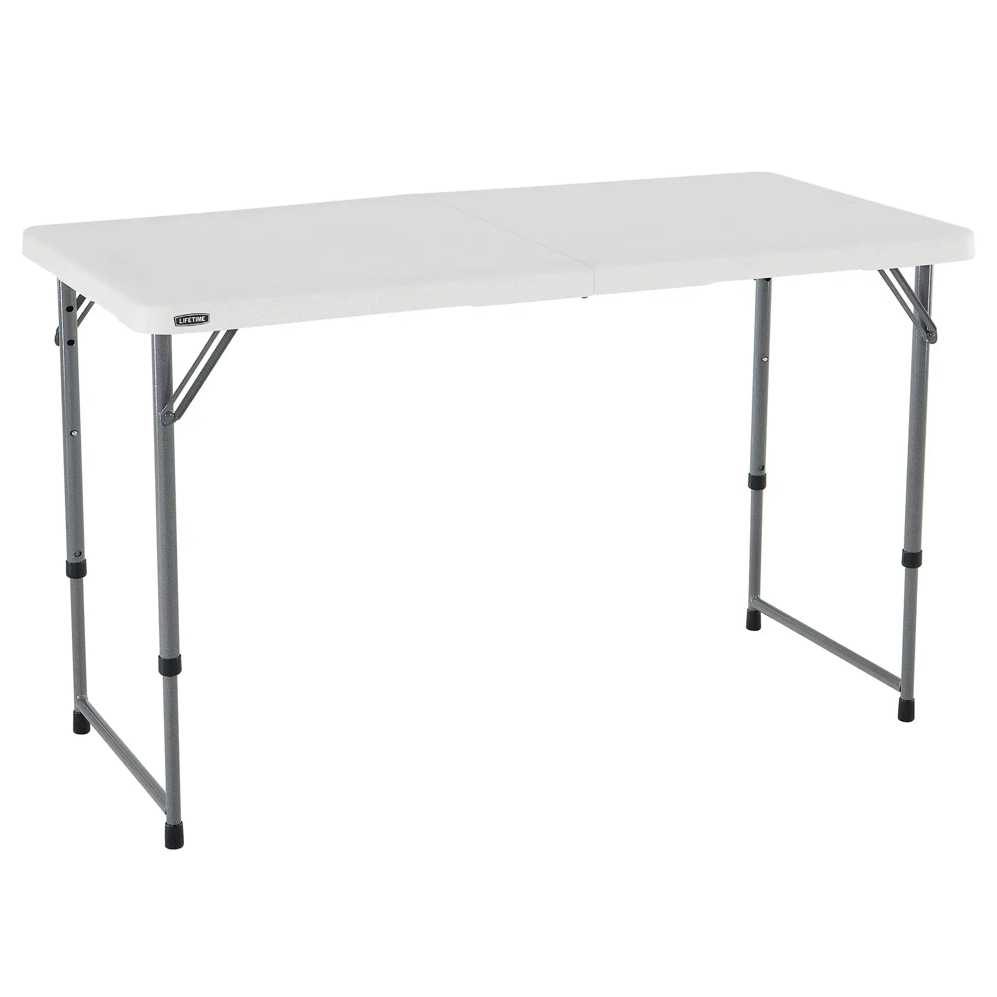 

4 Foot Rectangle Fold-in-Half Adjustable Height Foldable Desk Table,Indoor/Outdoor Furniture Residential Grade,White Granite