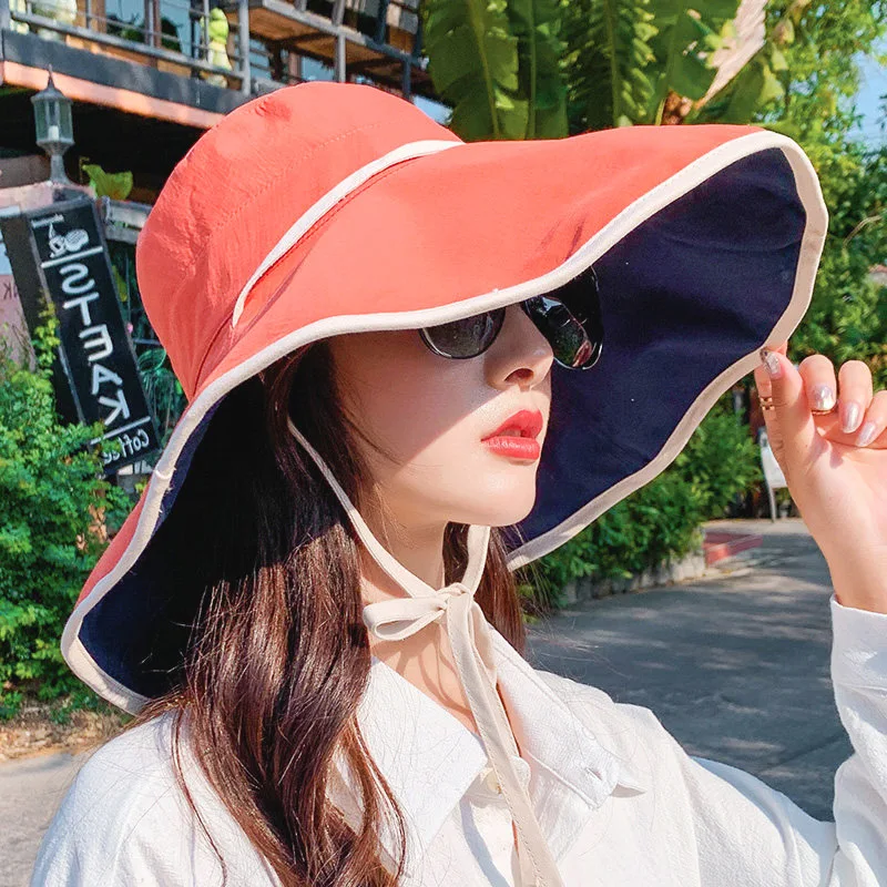 Summer Wide Brim Sun Hat Women's Foldable Travel Packable Bucket Hat  Japanese UV Sunscreen Cotton Linen Beach Hat Fisherman Hat - AliExpress