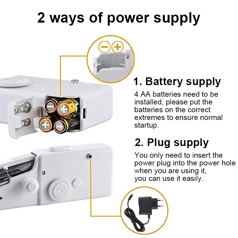 Portable Sewing Machine Manual Domestic Sewing Machine Presser Foot Handheld Rope-free Electric Quick Build DIY Apparel Supplies 4