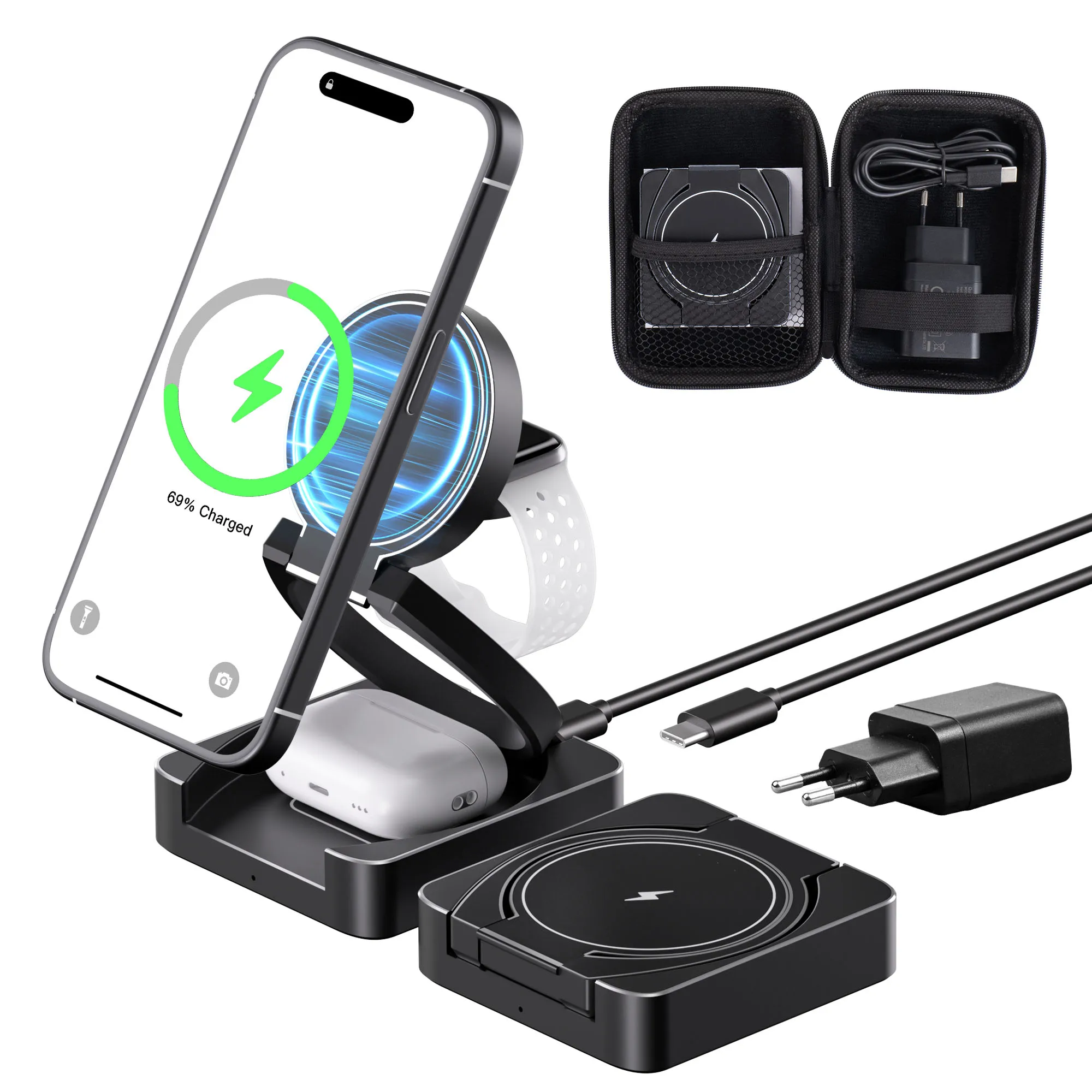 in Foldable Magnetic Wireless Charger Stand For Applewatch