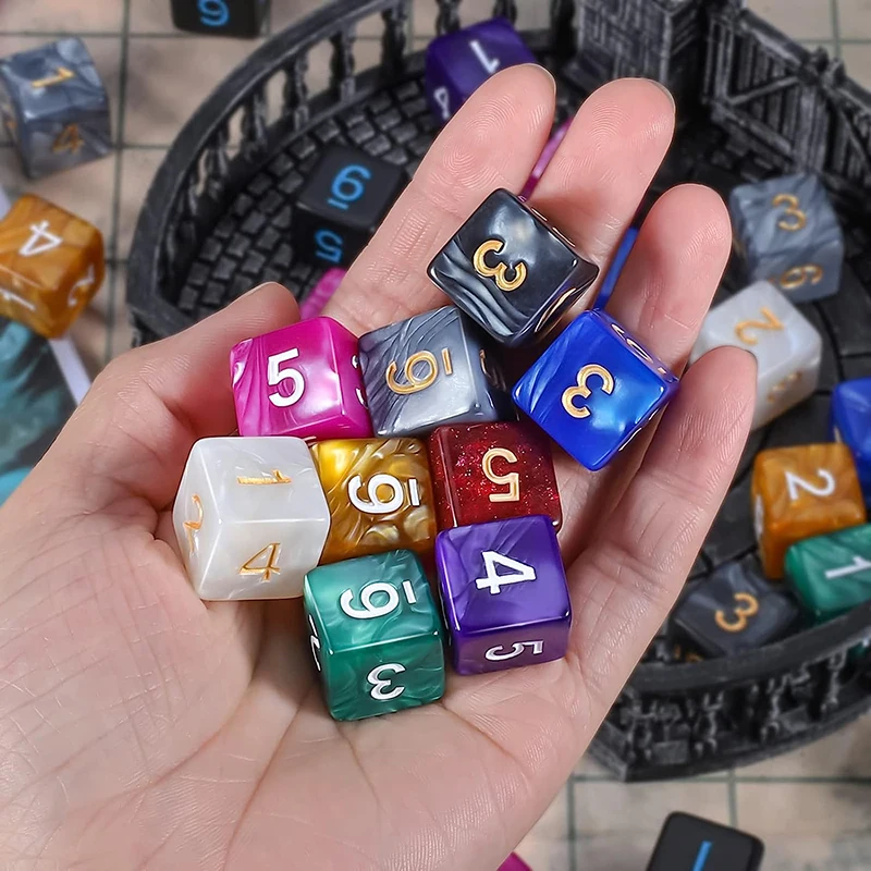 6 Sided Multi-Side Dice Set (100/75/25/7Pcs) Random Color DND Polyhedral Square Corner 16mm RPG Role Playing Table Board Games game dice dice set acrylic dice