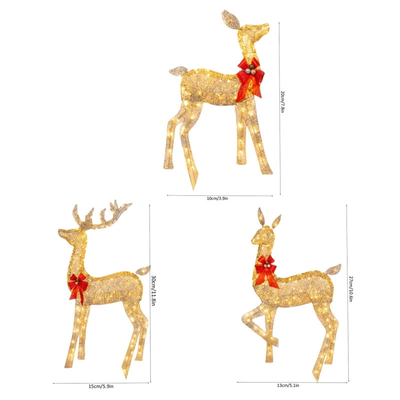 3 Pieces Lighted Christmas Deer Family Outdoor Yard Decorations Acrylic Board with LED Lights Christmas Decor Lights 6