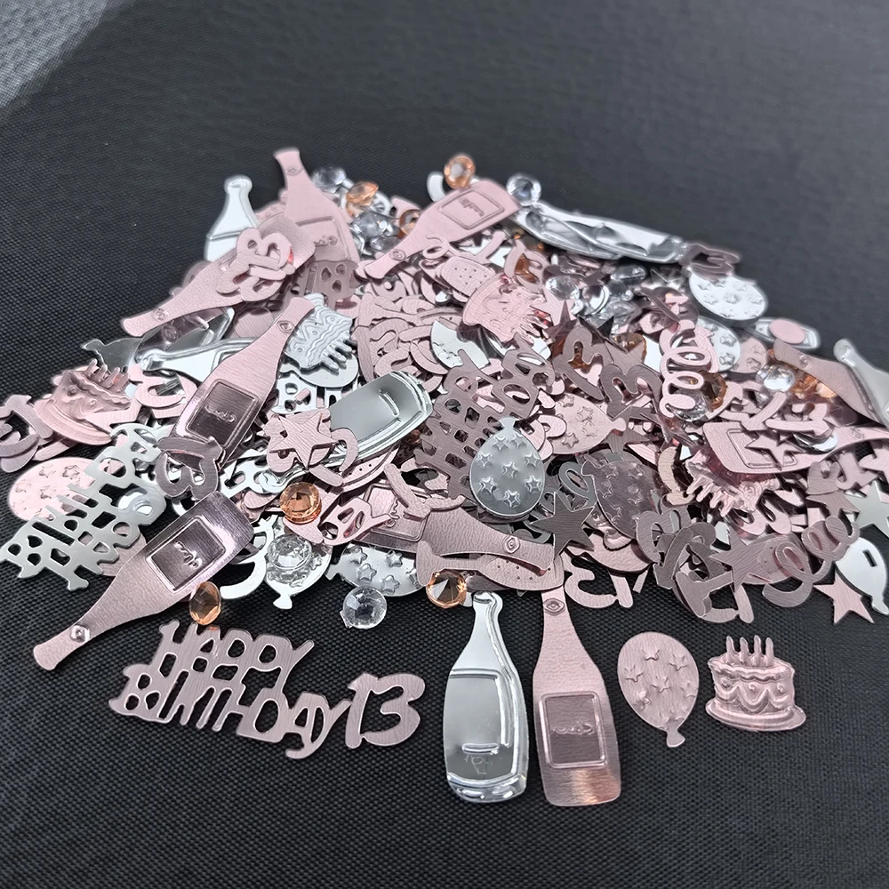 Rose Gold Happy Birthday & Anniversary Celebration Confetti with Foil Stars Sequins Table Decor