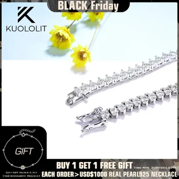 Kuololit Moissanite Tennis Necklace for Women Sterling 925 Silver D/VVS Moissanite with Certification 3 Prong Necklace for Party 1