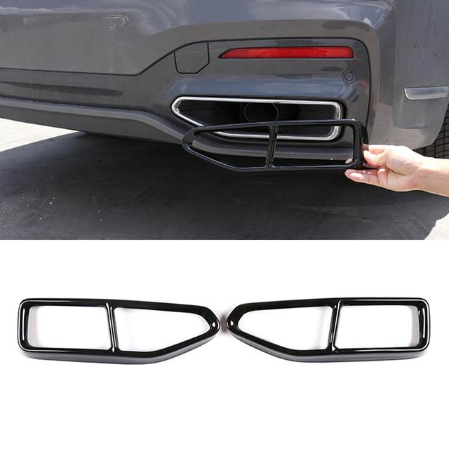 2x Tailpipe Trim Frame Decoration Cover Rustproof Glossy Black Exhaust Pipe 2x Tailpipe Trim Frame Decoration Cover Rustproof Glossy Black Exhaust Pipe