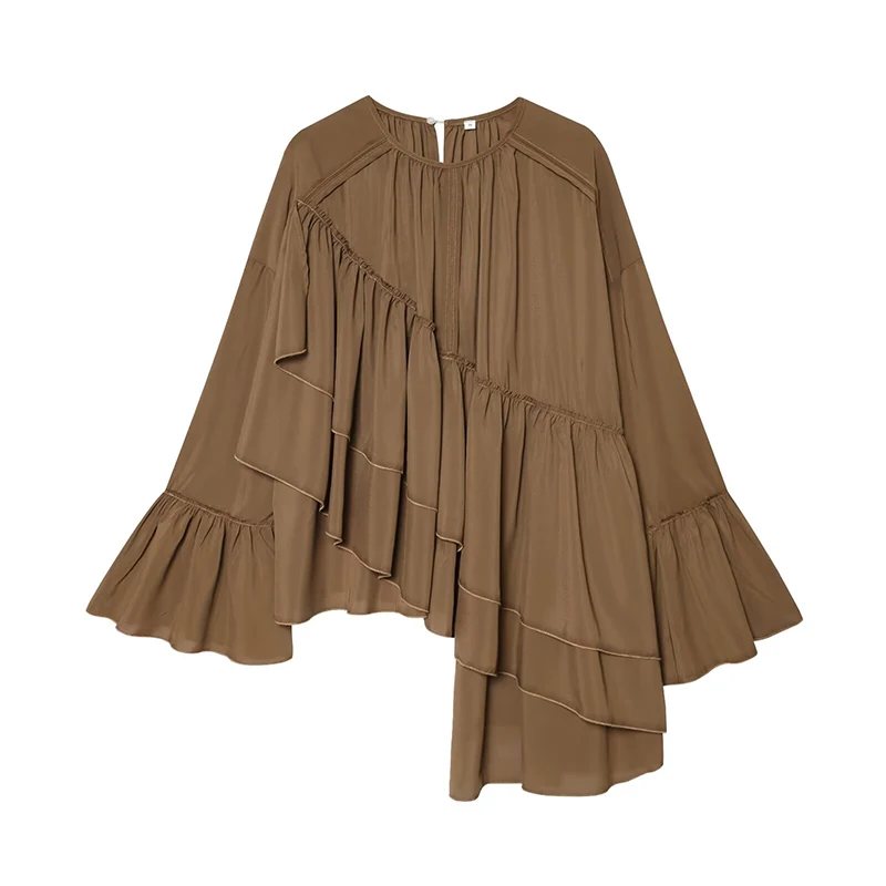 Women's Blouse Chiffon Ruffle Casual Blouses Woman Long Sleeve Shirt And Blouse Spring Elegant Blouses For Women New