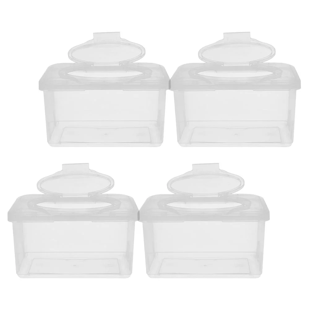 

4 Pcs Baby Wipes Box Moistened Scarf Wet Tissue Warmer Plastic Containers Handheld Dispenser