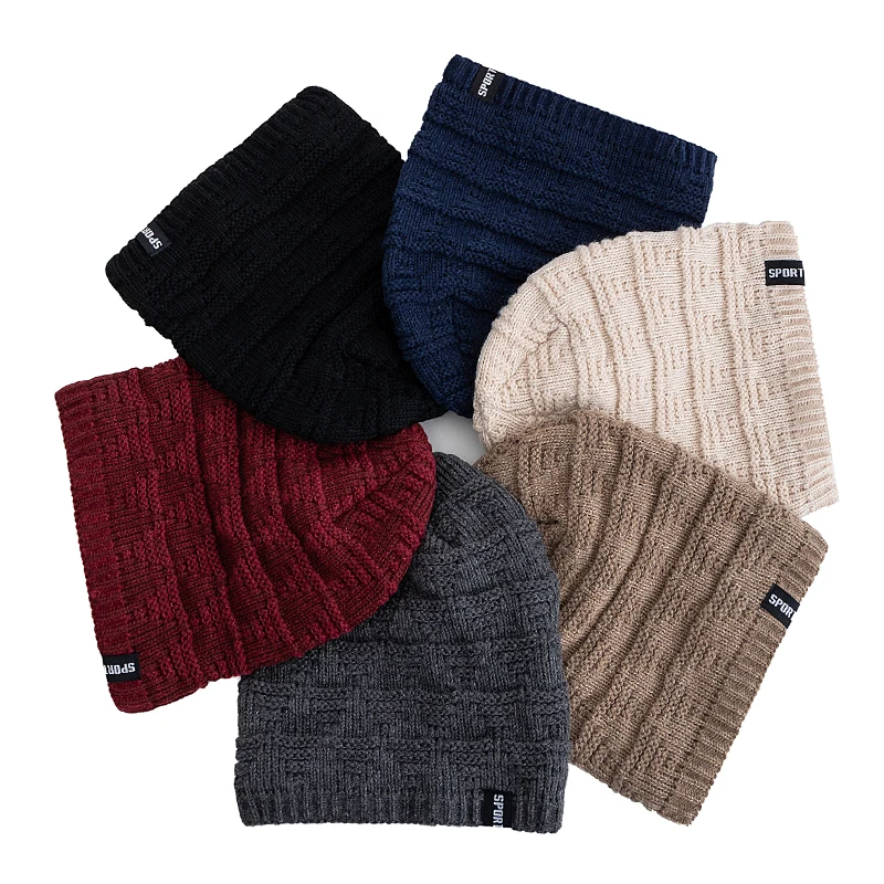 Unisex Fashion Beanie Hat Plush Fur Lined Hats For Men Women Keep Warm Knitted Hat Fashion Solid Ski Sports Winter Cap