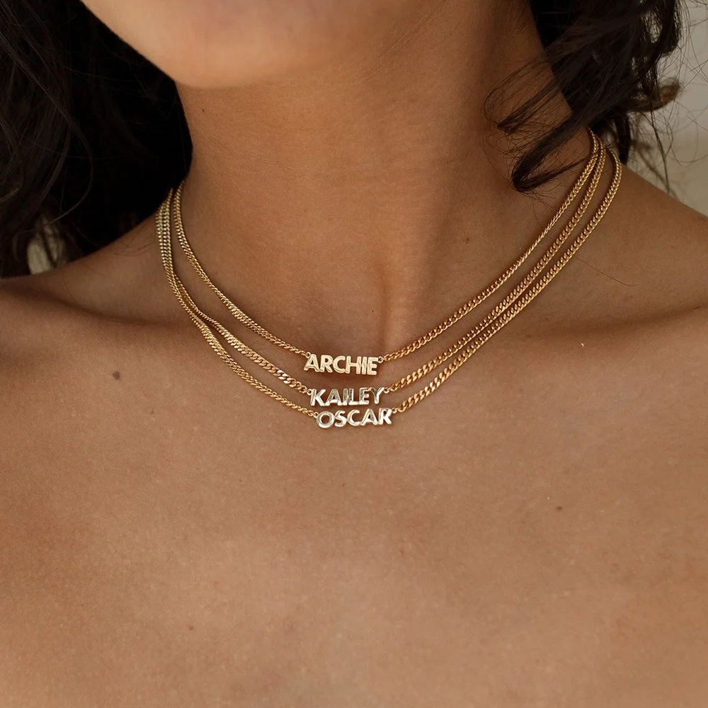 

Customized Personalized Stainless Steel Name Necklaces for Women Custom Vintage Cuban Chain Nameplate Pendant Jewelry Gift