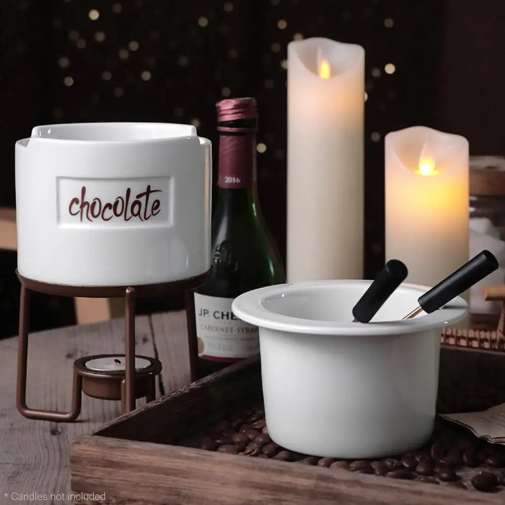 1 Set Chocolate Melting Pot Non-stick Corrosion Resistant Chocolate Cheese Melting Pot Fondue Set