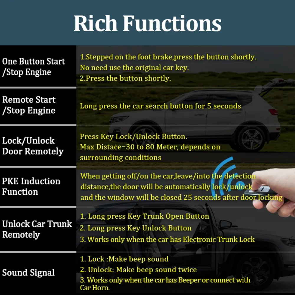 Universal Car Alarm Keyless Entry System Smart APP Start Stop System for Cars Auto Ignition Button with Remote Starter Start Kit car alarm kit car start button car remote starter car start stop button
