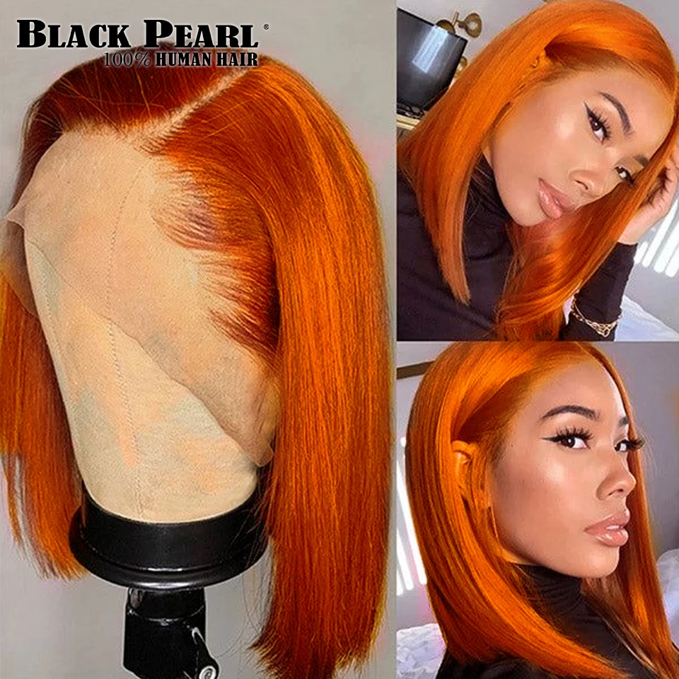 Gember Lace Front Menselijk Haar Pruiken Lijmloze Pruik Korte Bob Pruik Lace Front Menselijk Haar Pruik Voor Vrouwen Blonde Bob haar Pruik Menselijk Haar