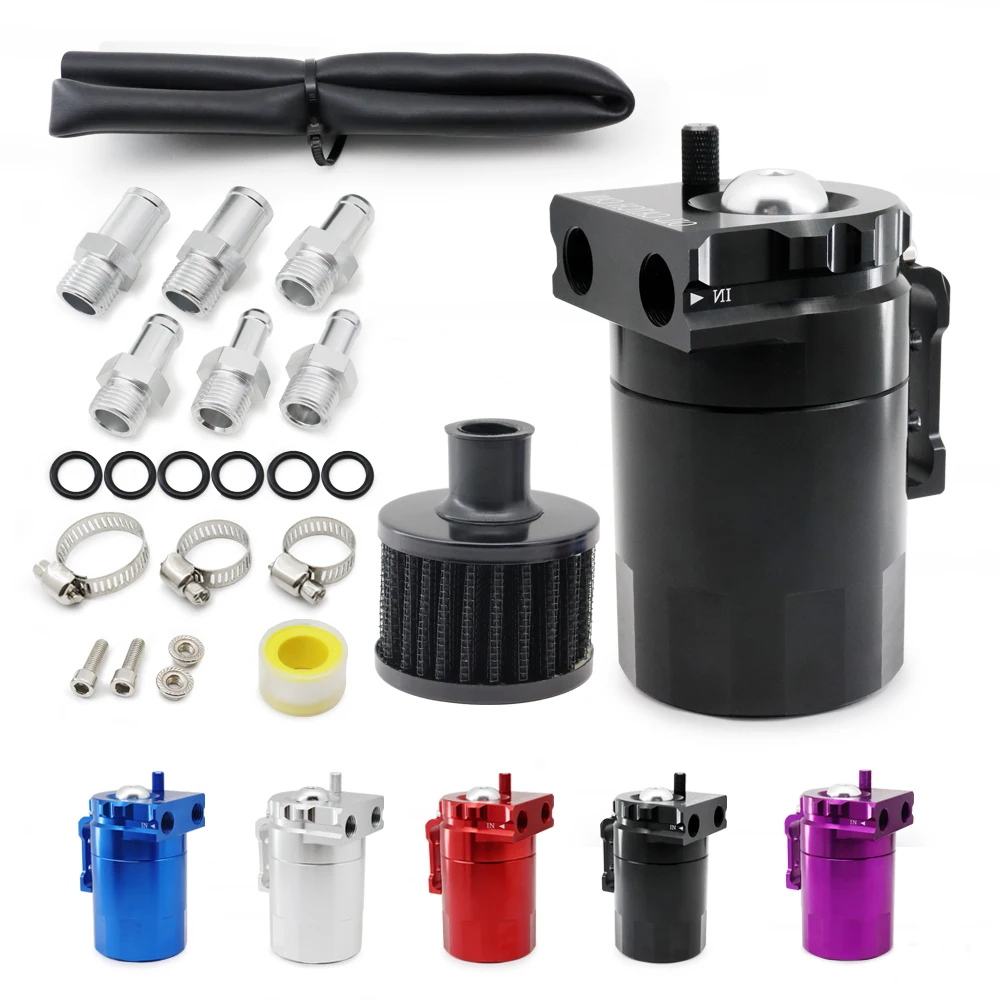 Oil Catch Can Kit Car Universal Baffled Aluminum Oil Trap Reservoir Fuel Catch Tank With Air