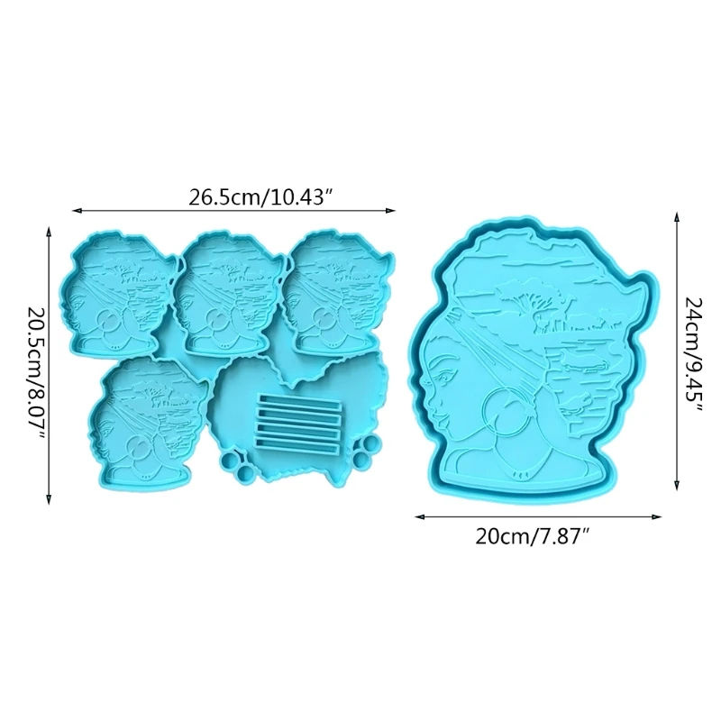 2 Pcs Afro Female Rolling Tray Epoxy Resin Mold African Fruit Plate Silicone Mould DIY Crafts Jewelry Drop shipping