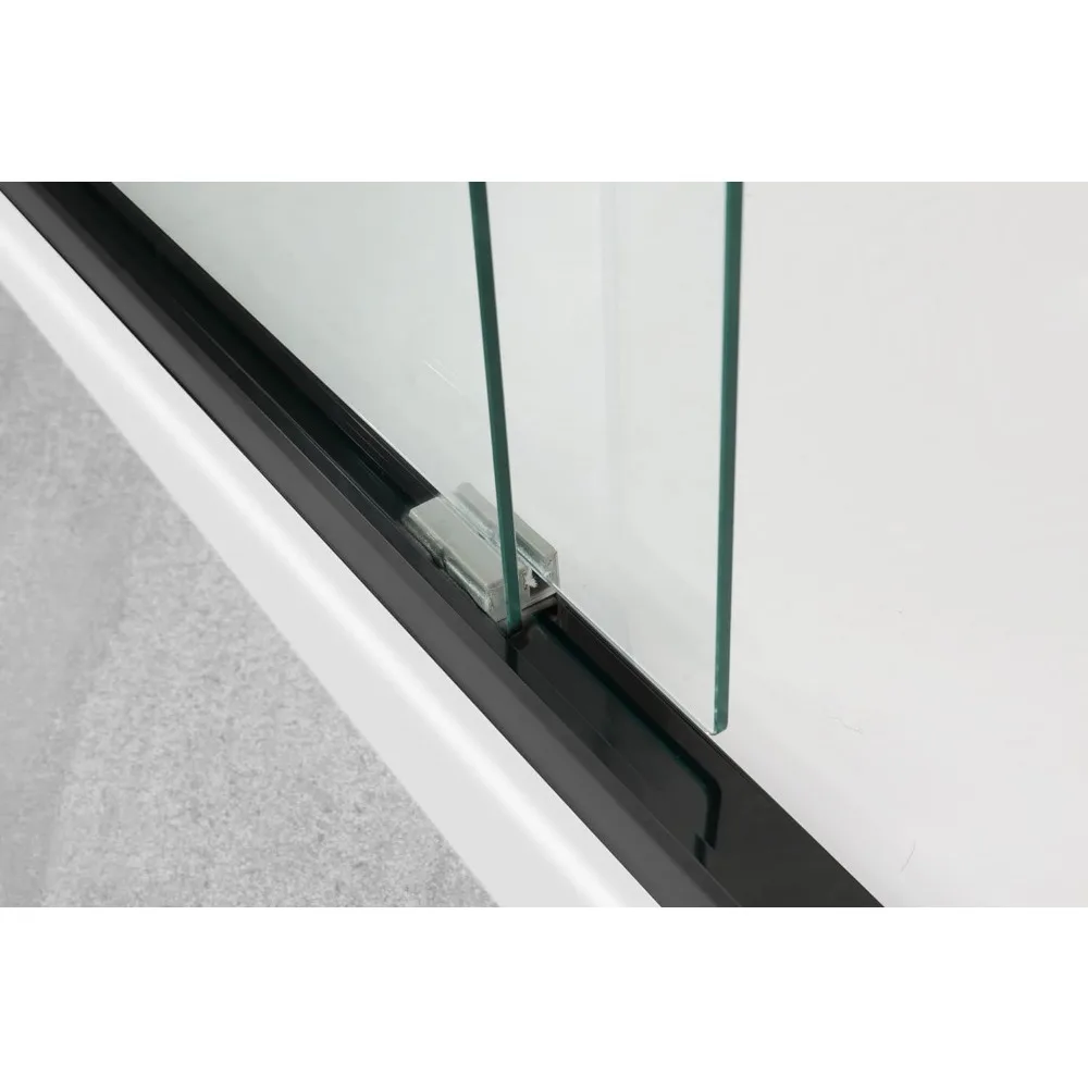 Shower Door 56-60 in W X 72 in H, Black Sliding Shower Glass Door Adjustable Semi Frameless Shower Door 4