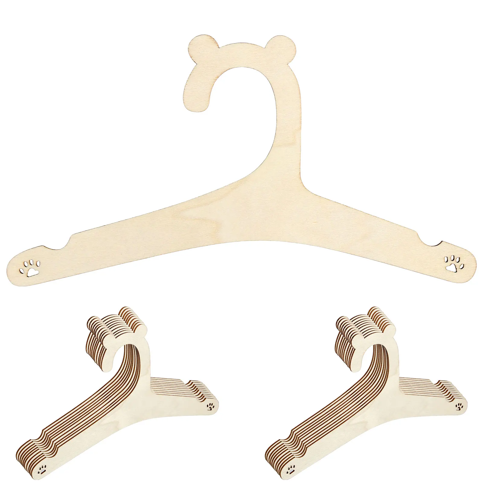 20 Wooden Baby Clothes Hangers + 7 Closet Dividers - Toddler & Kids Hanger Set, Wood Color
