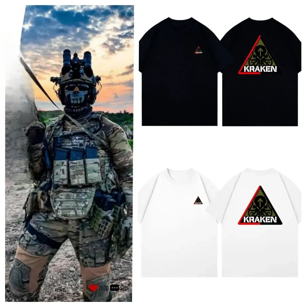 Ukrainian Kraken Special Forces Badge Cotton Printed Short Sleeve