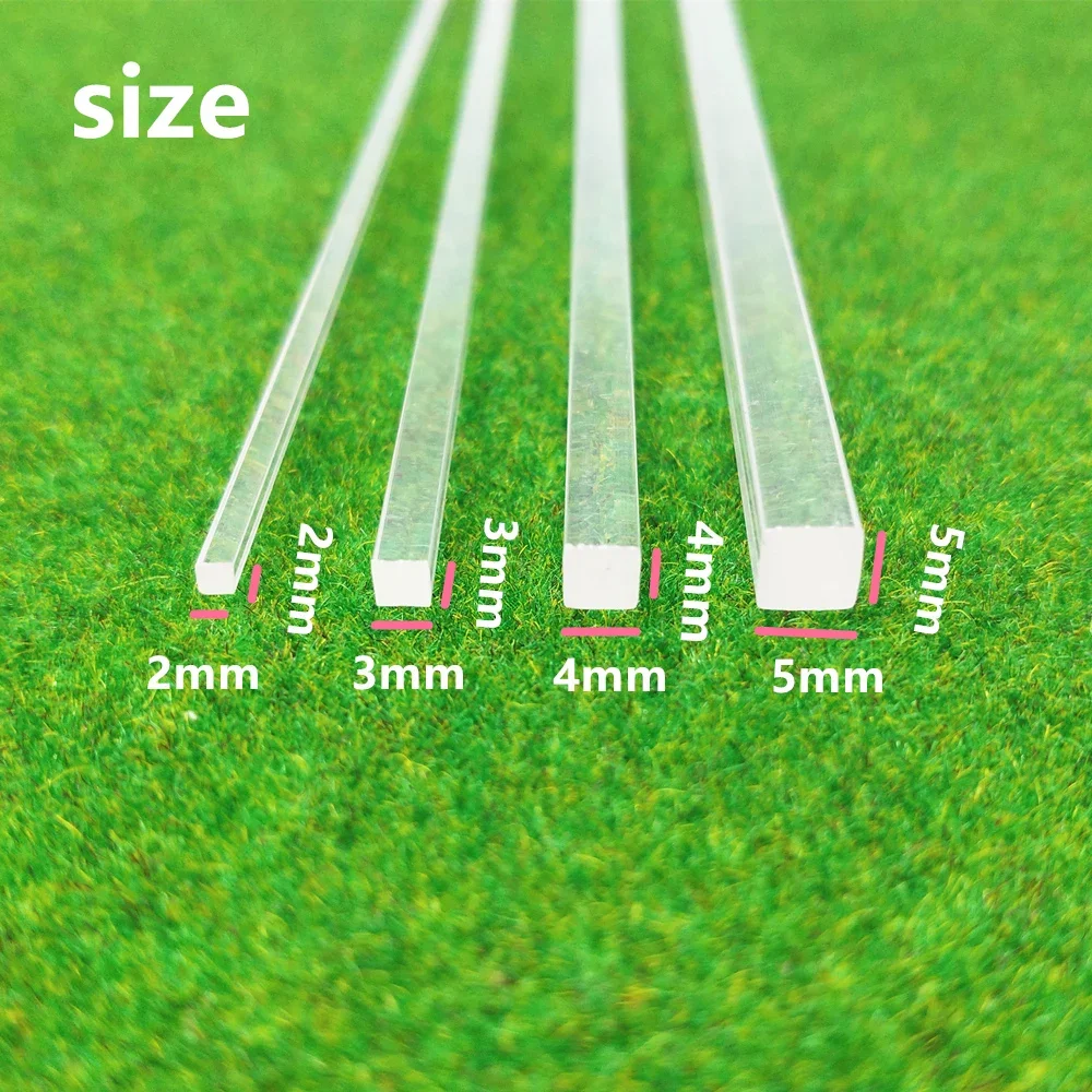 10 PCS acrylic Square round transparent organic glass rod multi size length 25 cm DIY Length can be customized 3